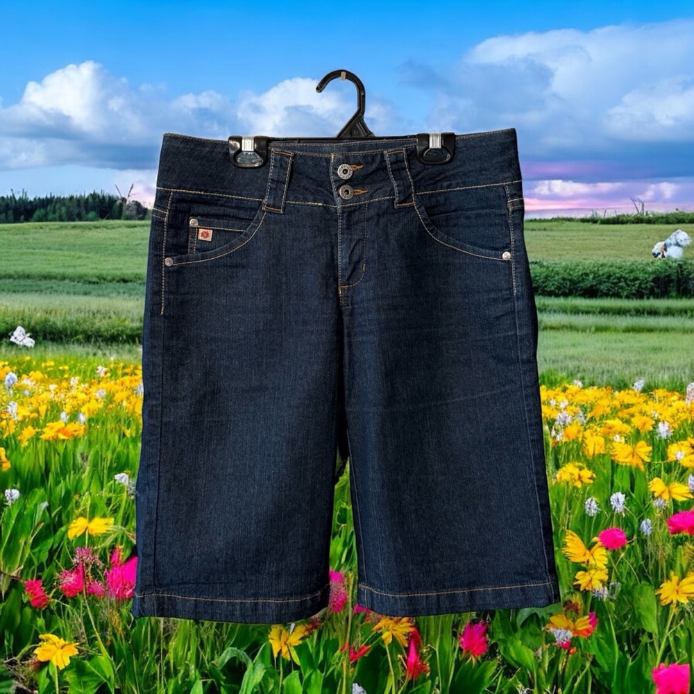 Paris Blues Vintage Blue Denim Bermuda Shorts Classic Style